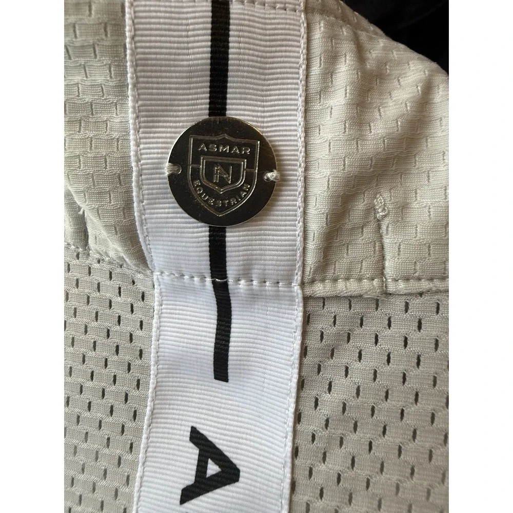 Asmar Equestrian Womens Small Mesh Zip Up Jacket Cream Mock Neck Logo Back